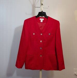 Worthington Red Blazer with Silver Buttons